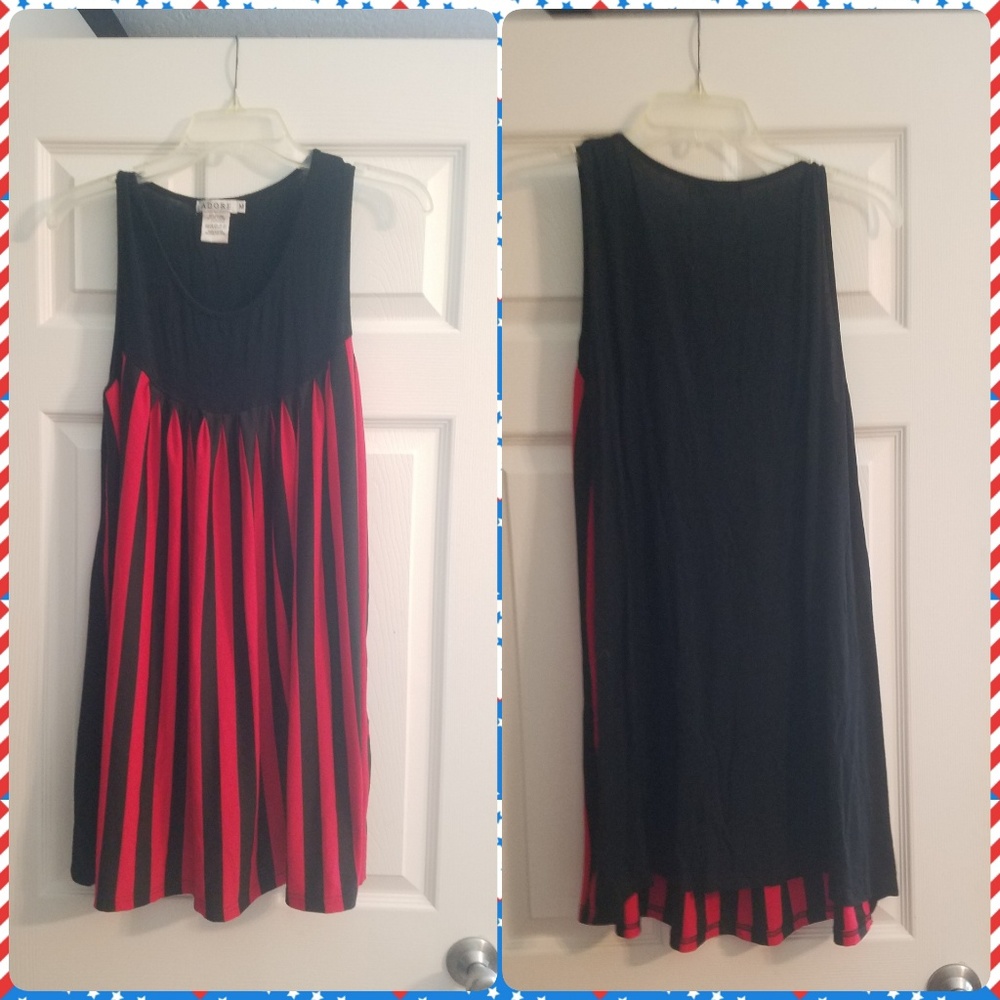 Red and Black Sleeveless Dress